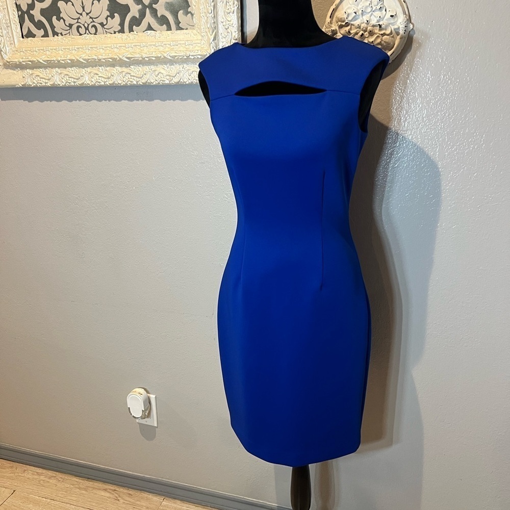 Calvin Klein Blue Sleeveless Shift Dress - Picture 4 of 12